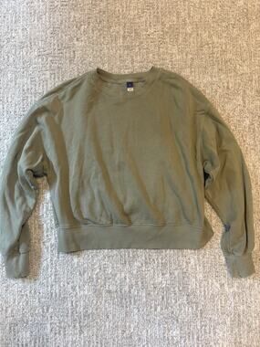 Old Navy Women's Green Pullover Sweatshirt M Regular Crew Neck Fleece